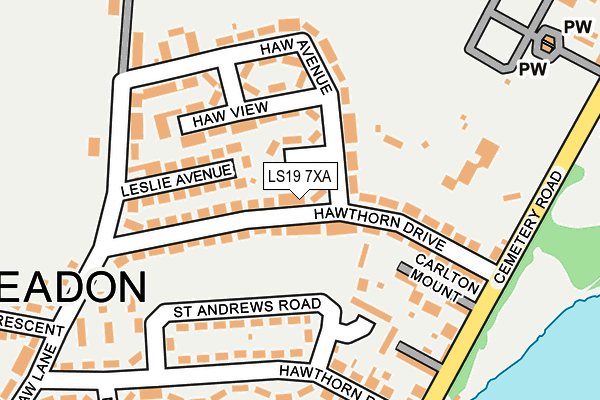 LS19 7XA map - OS OpenMap – Local (Ordnance Survey)