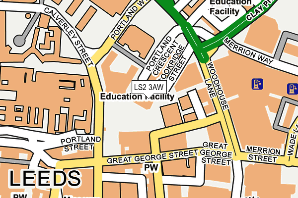 LS2 3AW map - OS OpenMap – Local (Ordnance Survey)