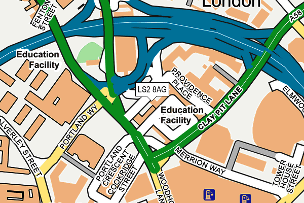 LS2 8AG map - OS OpenMap – Local (Ordnance Survey)