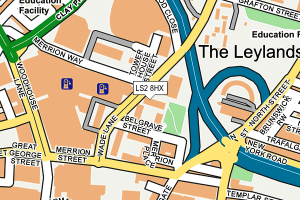 LS2 8HX map - OS OpenMap – Local (Ordnance Survey)