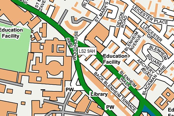 LS2 9AH map - OS OpenMap – Local (Ordnance Survey)