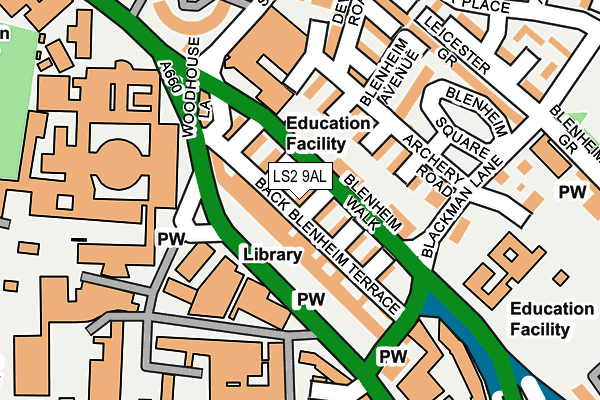 LS2 9AL map - OS OpenMap – Local (Ordnance Survey)