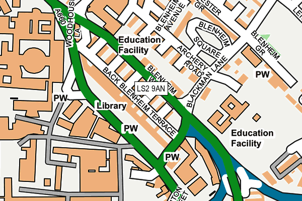 LS2 9AN map - OS OpenMap – Local (Ordnance Survey)