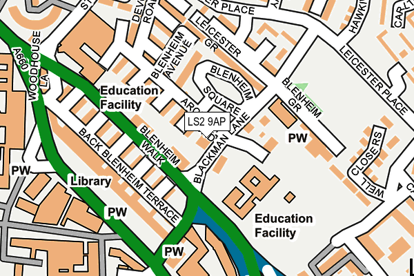 LS2 9AP map - OS OpenMap – Local (Ordnance Survey)