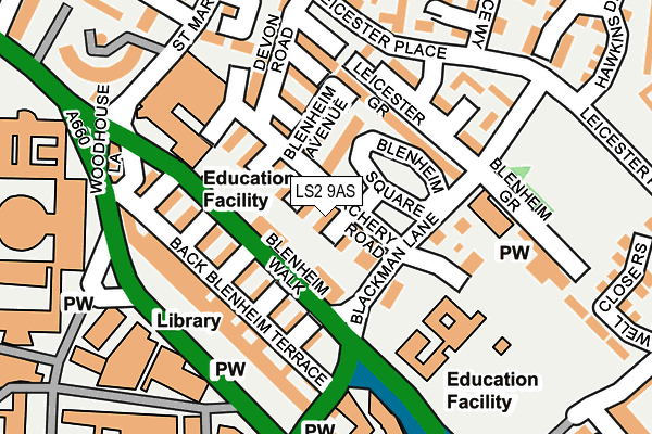 LS2 9AS map - OS OpenMap – Local (Ordnance Survey)