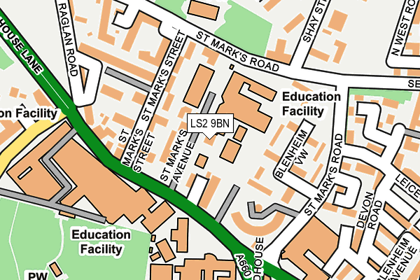 LS2 9BN map - OS OpenMap – Local (Ordnance Survey)