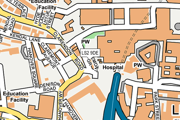 LS2 9DE map - OS OpenMap – Local (Ordnance Survey)