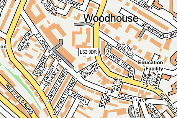 LS2 9DR map - OS OpenMap – Local (Ordnance Survey)