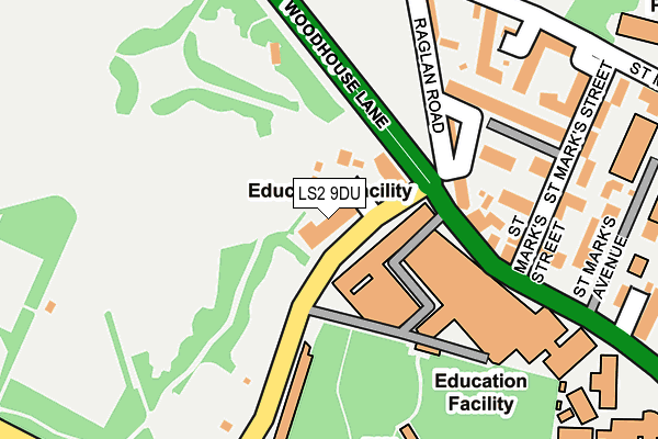 LS2 9DU map - OS OpenMap – Local (Ordnance Survey)