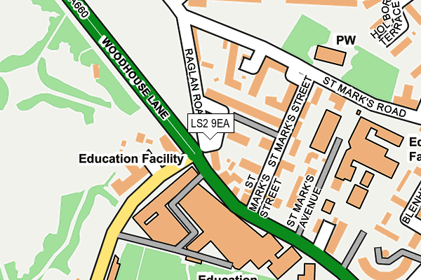 LS2 9EA map - OS OpenMap – Local (Ordnance Survey)