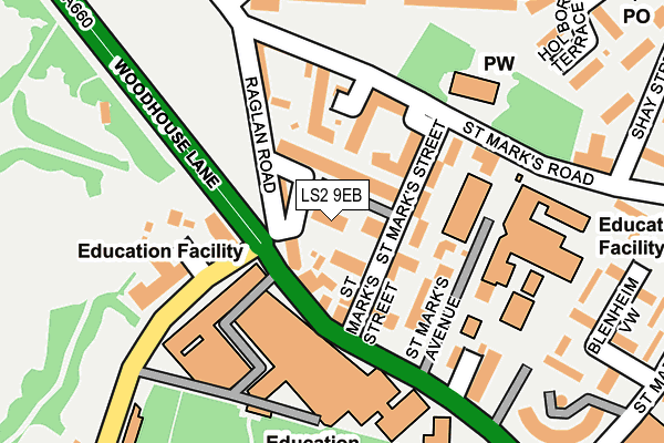 LS2 9EB map - OS OpenMap – Local (Ordnance Survey)