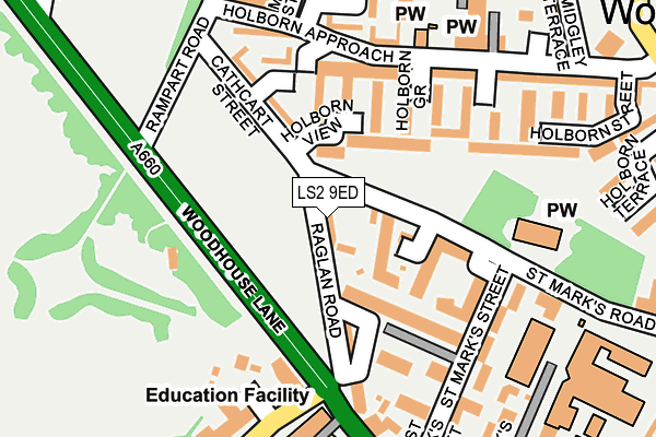 LS2 9ED map - OS OpenMap – Local (Ordnance Survey)