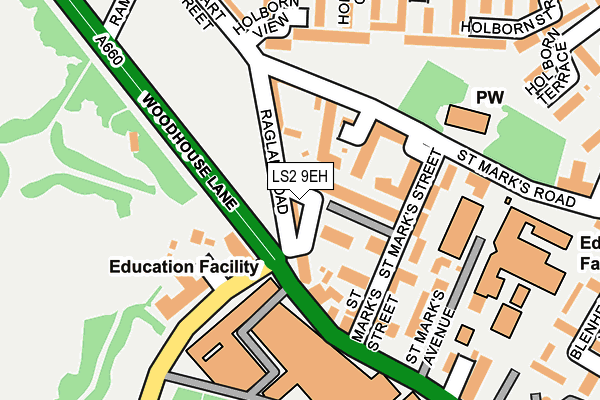 LS2 9EH map - OS OpenMap – Local (Ordnance Survey)