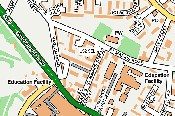 LS2 9EL map - OS OpenMap – Local (Ordnance Survey)