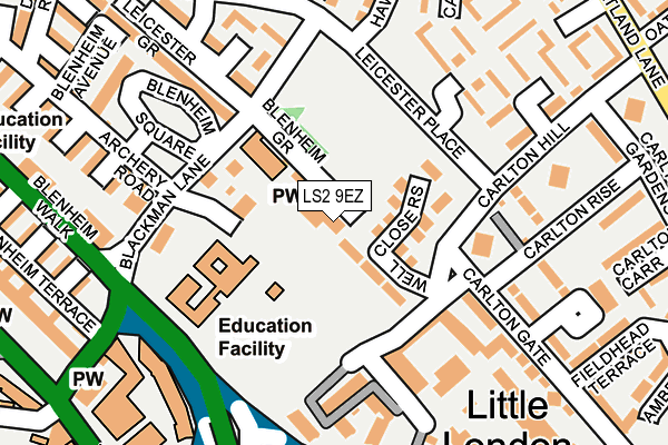 LS2 9EZ map - OS OpenMap – Local (Ordnance Survey)