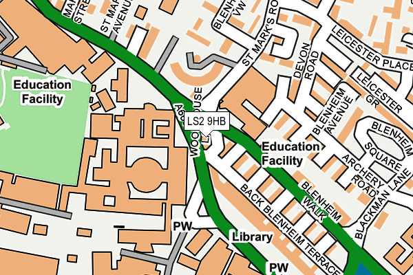 LS2 9HB map - OS OpenMap – Local (Ordnance Survey)