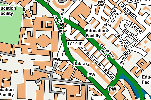 LS2 9HD map - OS OpenMap – Local (Ordnance Survey)