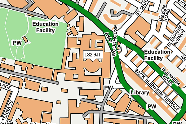 LS2 9JT map - OS OpenMap – Local (Ordnance Survey)