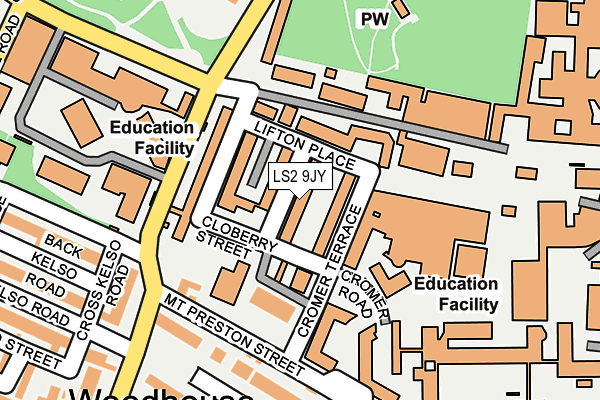 LS2 9JY map - OS OpenMap – Local (Ordnance Survey)