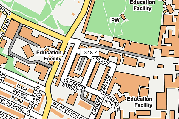 LS2 9JZ map - OS OpenMap – Local (Ordnance Survey)