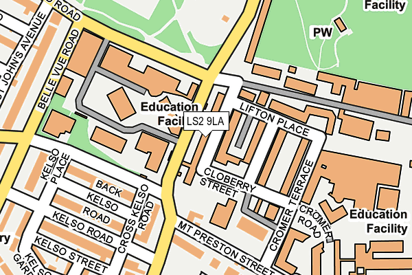LS2 9LA map - OS OpenMap – Local (Ordnance Survey)