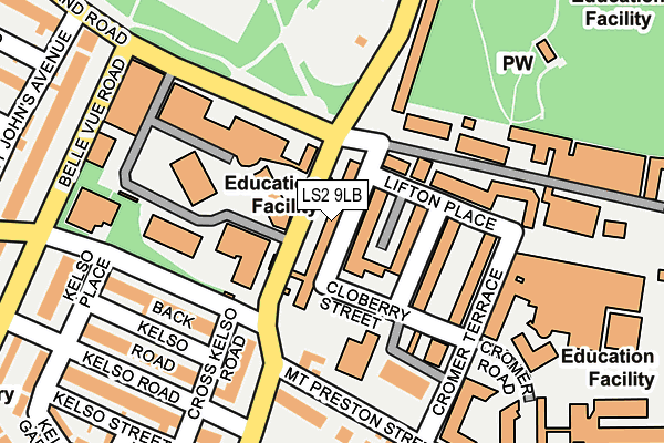 LS2 9LB map - OS OpenMap – Local (Ordnance Survey)