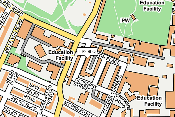 LS2 9LQ map - OS OpenMap – Local (Ordnance Survey)