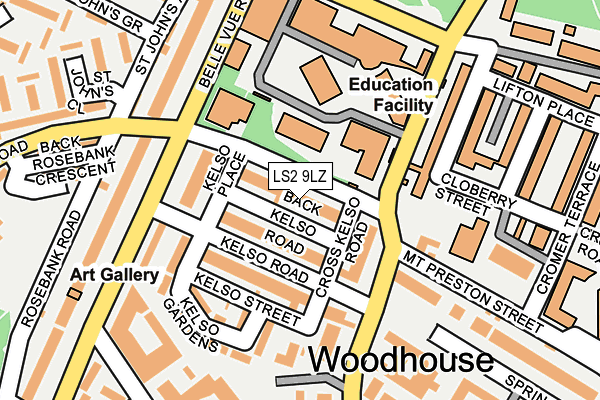 LS2 9LZ map - OS OpenMap – Local (Ordnance Survey)