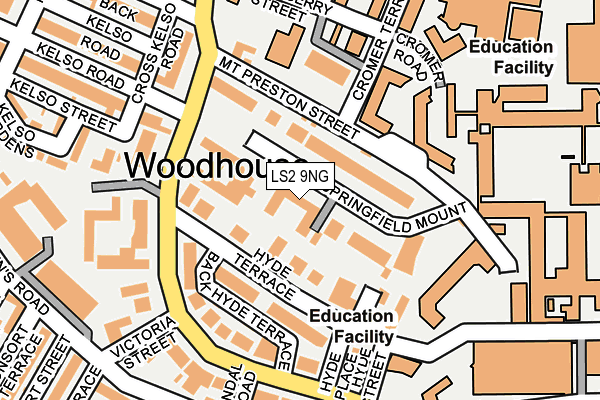 LS2 9NG map - OS OpenMap – Local (Ordnance Survey)