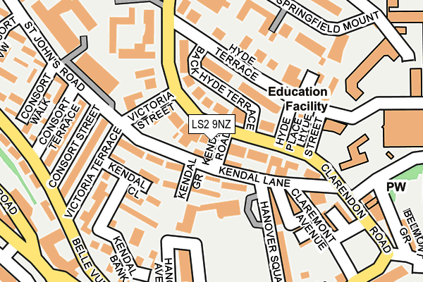 LS2 9NZ map - OS OpenMap – Local (Ordnance Survey)