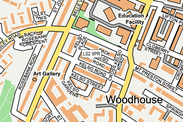 LS2 9PR map - OS OpenMap – Local (Ordnance Survey)