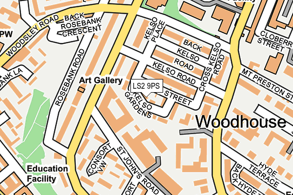 LS2 9PS map - OS OpenMap – Local (Ordnance Survey)