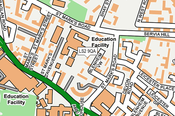 LS2 9QA map - OS OpenMap – Local (Ordnance Survey)