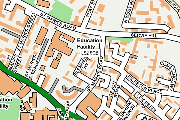 LS2 9QB map - OS OpenMap – Local (Ordnance Survey)