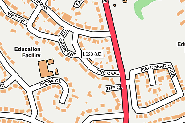 LS20 8JZ map - OS OpenMap – Local (Ordnance Survey)