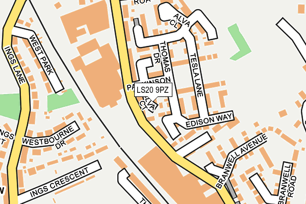 LS20 9PZ map - OS OpenMap – Local (Ordnance Survey)