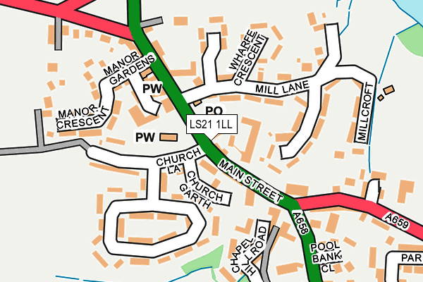 LS21 1LL map - OS OpenMap – Local (Ordnance Survey)