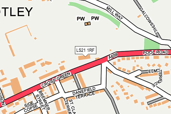 LS21 1RF map - OS OpenMap – Local (Ordnance Survey)
