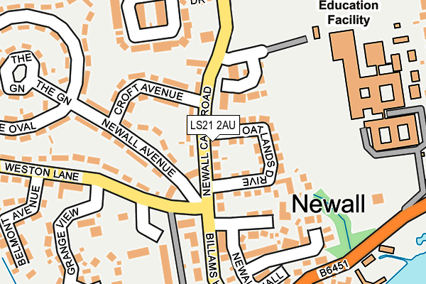 LS21 2AU map - OS OpenMap – Local (Ordnance Survey)
