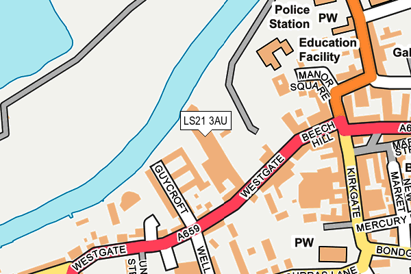 LS21 3AU map - OS OpenMap – Local (Ordnance Survey)