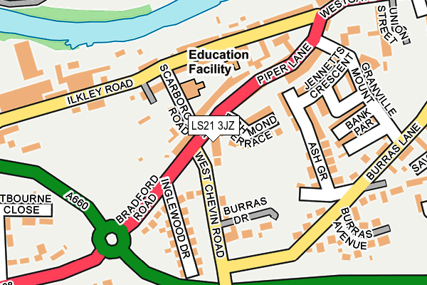 LS21 3JZ map - OS OpenMap – Local (Ordnance Survey)