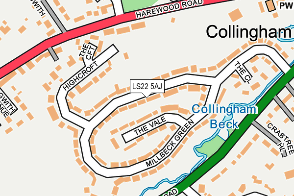 LS22 5AJ map - OS OpenMap – Local (Ordnance Survey)