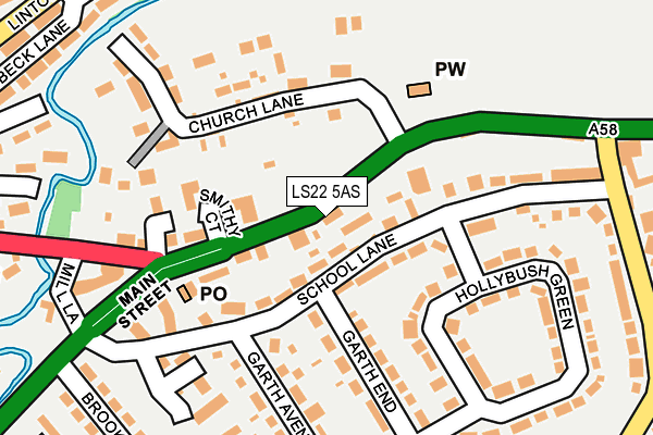 LS22 5AS map - OS OpenMap – Local (Ordnance Survey)