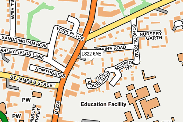 LS22 6AE map - OS OpenMap – Local (Ordnance Survey)