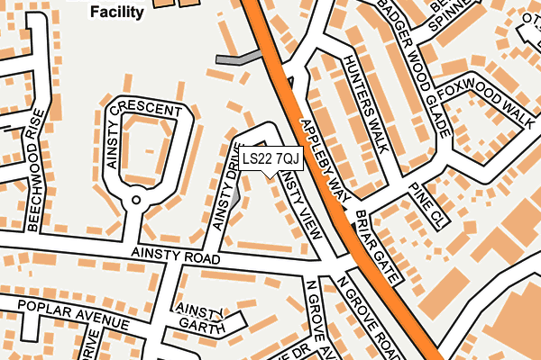 LS22 7QJ map - OS OpenMap – Local (Ordnance Survey)