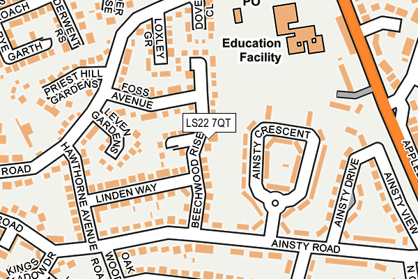 LS22 7QT map - OS OpenMap – Local (Ordnance Survey)