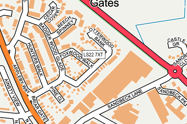 LS22 7XT map - OS OpenMap – Local (Ordnance Survey)