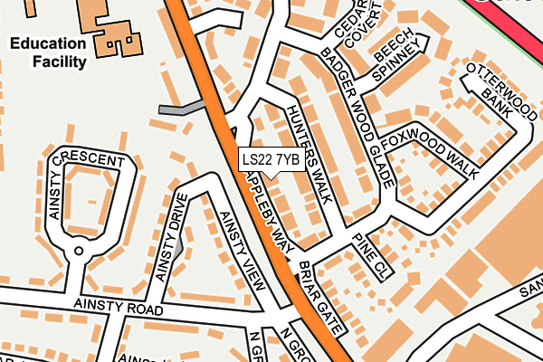 LS22 7YB map - OS OpenMap – Local (Ordnance Survey)