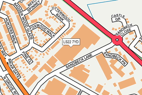 LS22 7YD map - OS OpenMap – Local (Ordnance Survey)