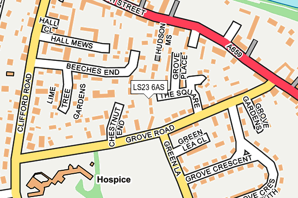 LS23 6AS map - OS OpenMap – Local (Ordnance Survey)